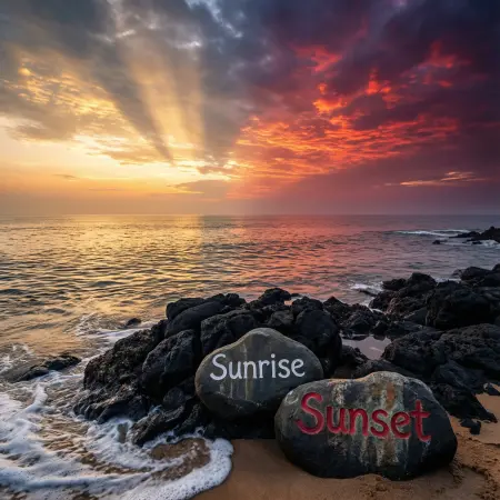 Sunrise and Sunset Captions in Kanyakumari